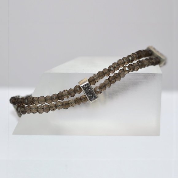 Anatoli Double Strand Smoky Quartz Bead Bracelet in Sterling - Picture 1 of 12